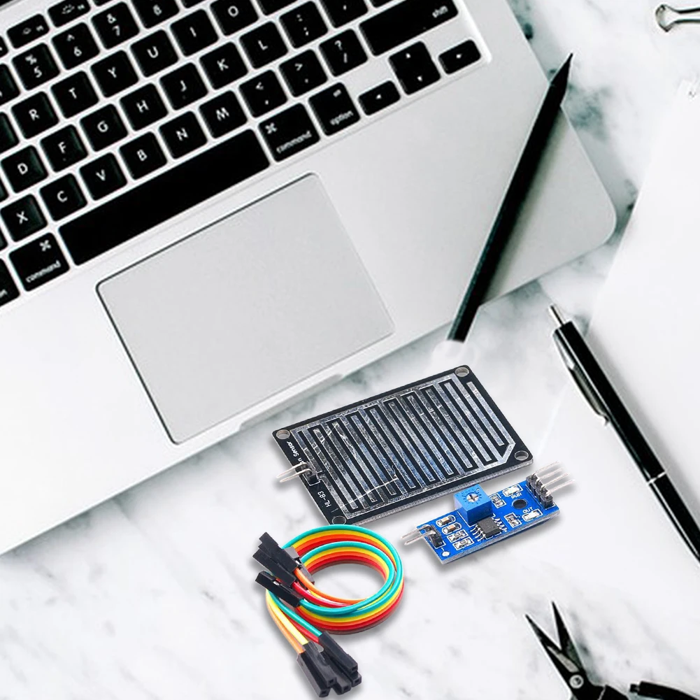 Raindrop Sensor Module 5V Weather Monitor Sensor LED Indicator Rain Sensor Nickel Plate Rainfall Drop Detector Module