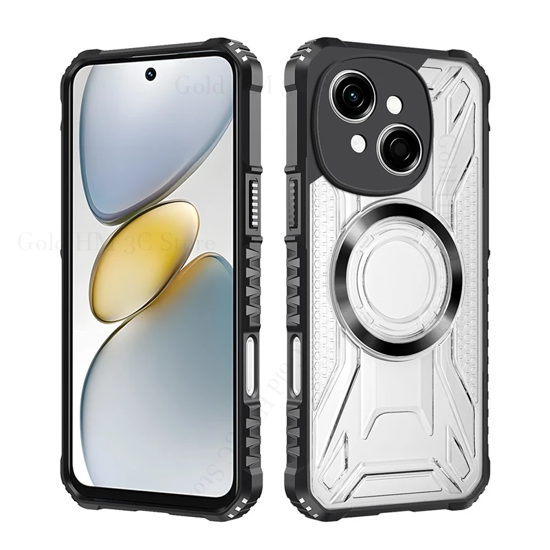 

Military Grade Hybrid Armor Clear Case For Tecno Spark 30 20 10 Pro Go 1S 2025 Heavy Duty Magnet Cover Pop 9 8 Pro Pova 6 5 Pro
