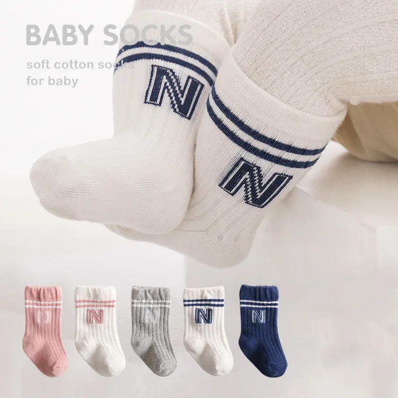 1 Pair Baby Boy Girl Sock Fashion Simplicity Solid Color Calf Sock for Toddler Spring Autumn Cotton Loosen Sock Kid School Sock