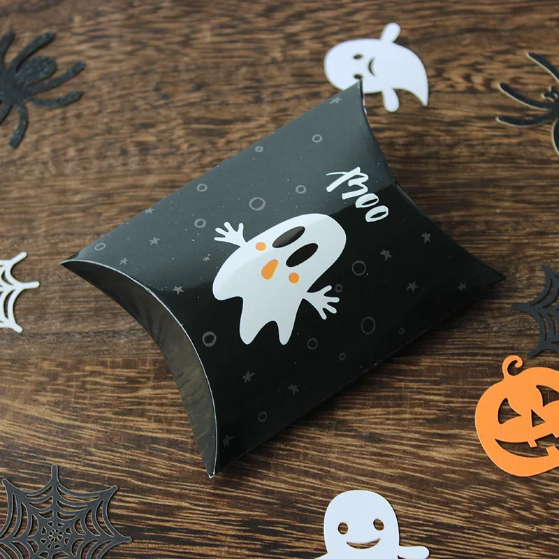 10 Stück Halloween-Kissenförmige Süßigkeitenbox Geschenkbox, Halloween-Kürbis-Geister-Hexen-Geschenkbox – Detail 5