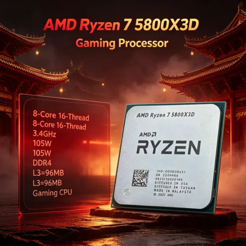 AMD R7 5800X3D 96 MB Ryzen 7 CPU Processor 3.4 GHz DDR4 105W 8-Core 16-Thread 7nm Gaming Processor