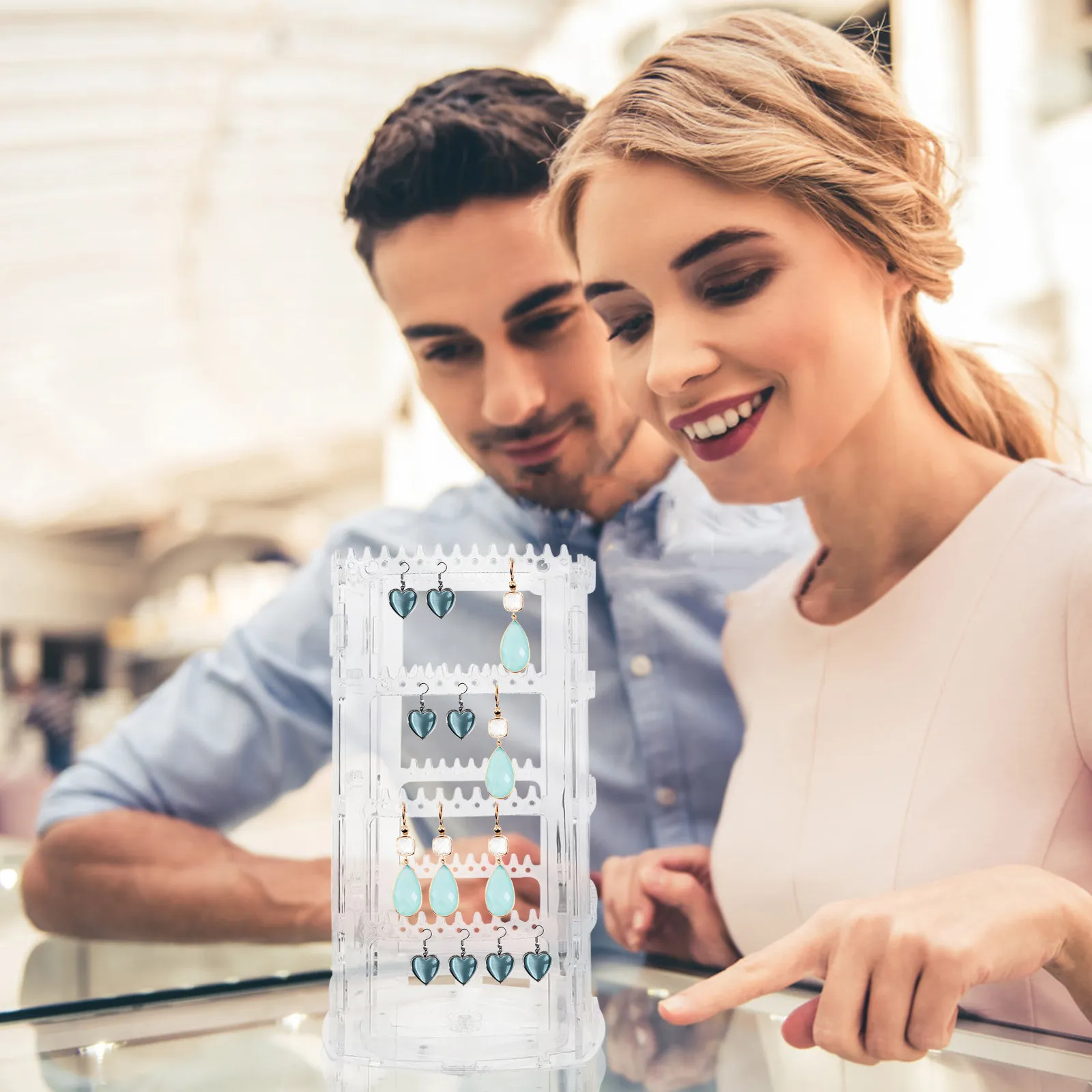 

Acrylic Earrings Display Stand Foldable Jewelry Organizer Holder Desktop Earring Necklace Storage Rack Jewelry Earring Stand