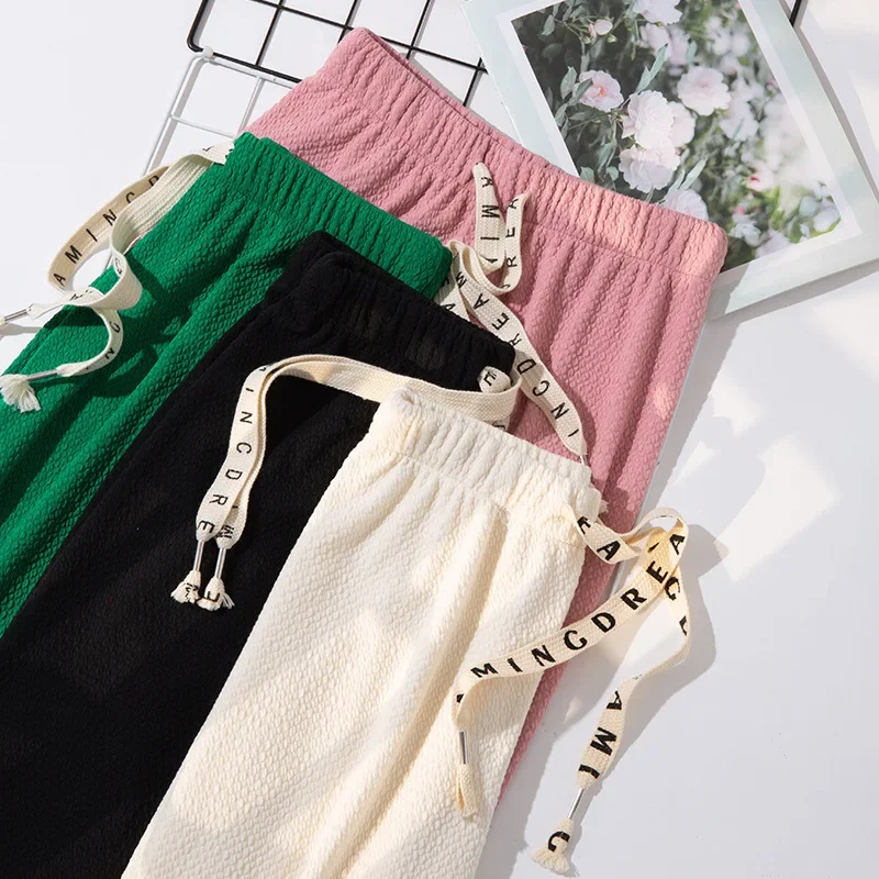 MRMT 2024 Brand New Women's Trousers Puff Pants Wide Leg High Waist Drawstring Women Walking Pant Drape Straight Casual