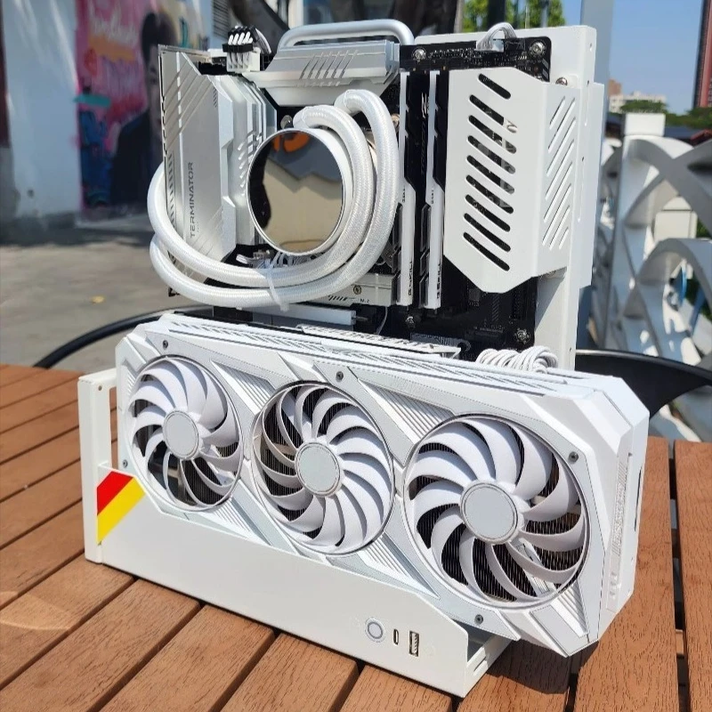 Vertical Open Frame ITX PC Case Aluminum Portable Mini Integrated Desktop Computer Chassis with Front IO USB 3.0