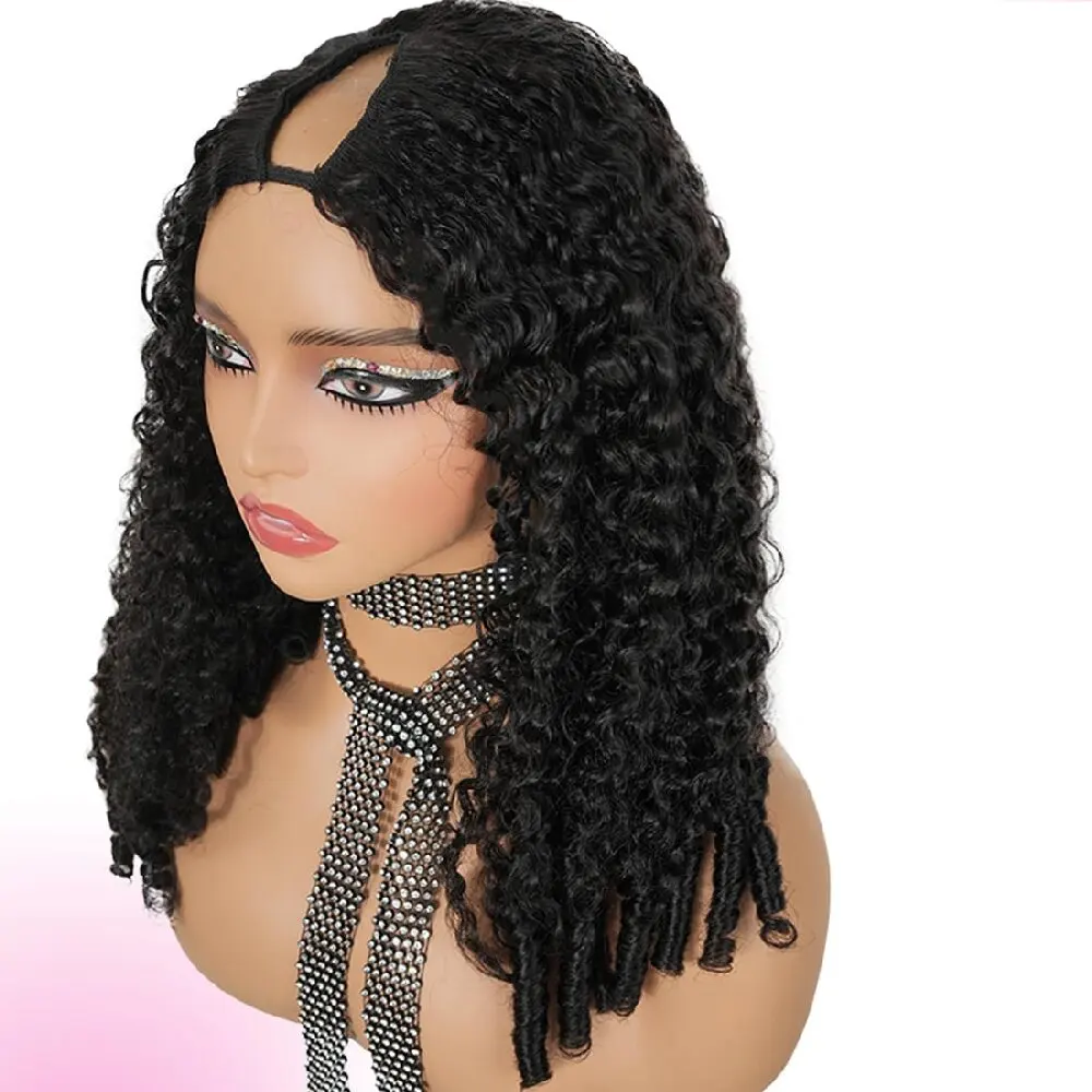 

32 Inch Burmese Curly V Part Brazilian Human Hair Wig 250 Density Burmese Curly U Part Wig Colored Natural Wig