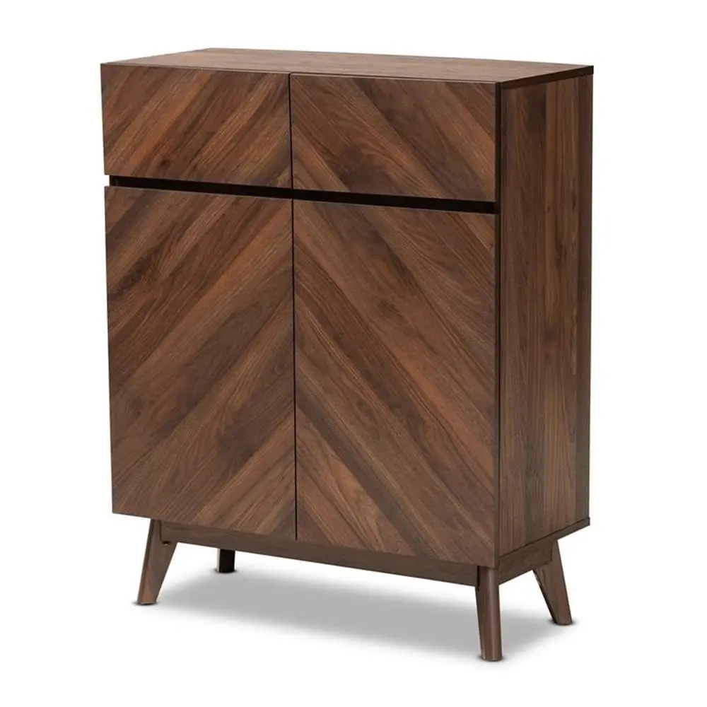 Mid-Century Mid-Century Shoe Cabinet, Walnut Wood, 39x31.5x13.75in, 2 Drawers & 3 Shelves, 12 Pairs, Entryway & Bedroom Storage, Customized - Aliexpress Deal
