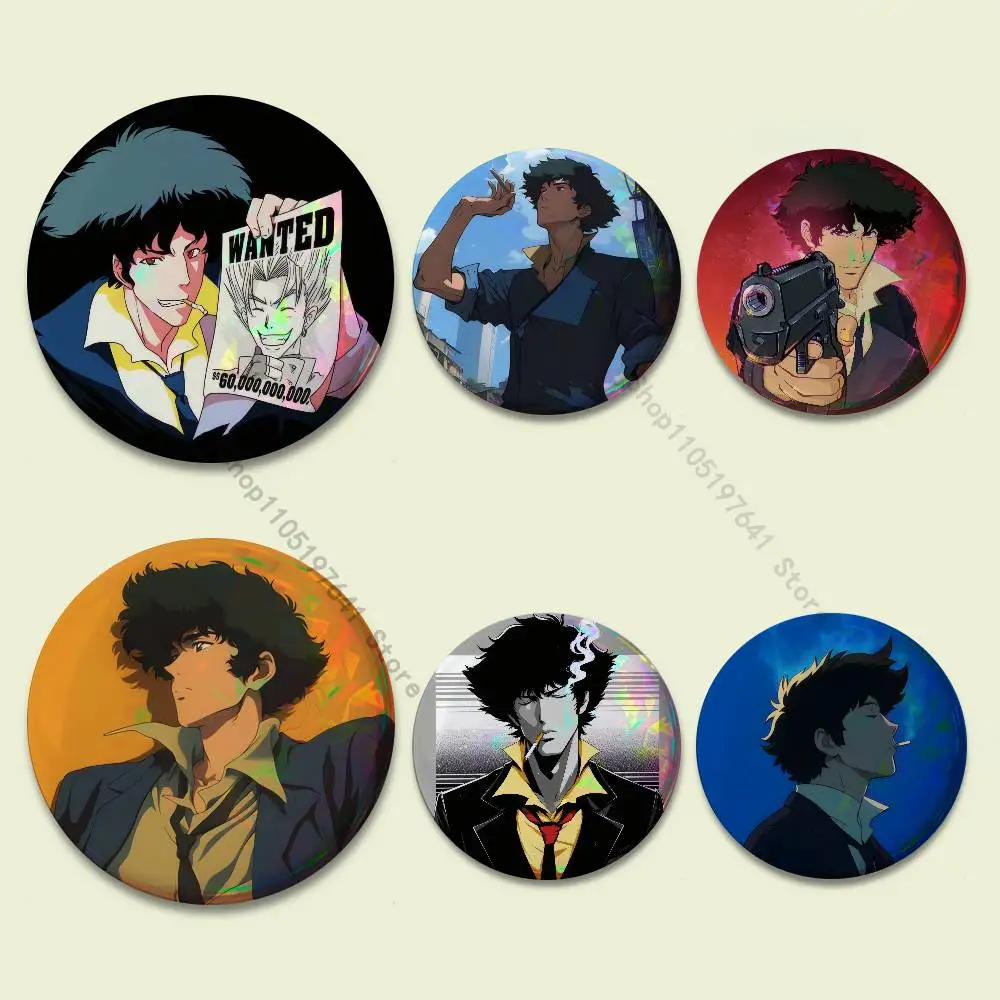

C-CowboyS B-Bebop Spike Badges Button Round Creative Pin Brooch Badge Bag Decor Fans Collect Friends Gifts