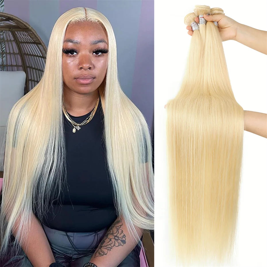 30 32 34 36 38 40 Inch 613 Honey Blonde Color Straight Human Hair Bundles Brazilian Hair Weave Bundle Remy Human Hair Extensions