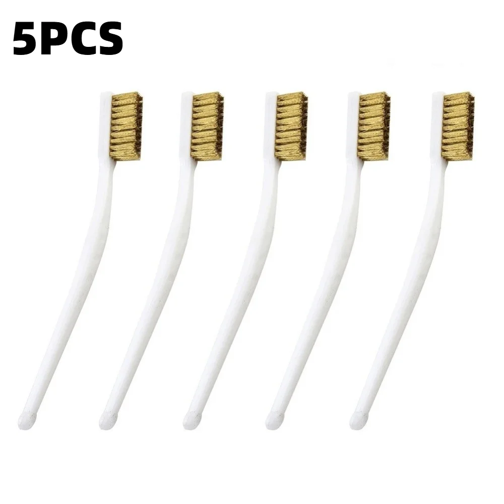 5Pcs 175mm Brass Wire Brush Mini Paint Rust Remover Steel Wire Brushes Industrial Metal Polishing Burring Cleaning Brush