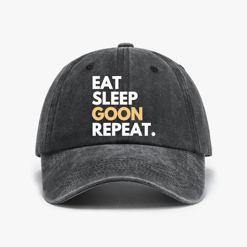 Gooner Funny Gooning Meme Eat Sleep Goon Repeat Men Clothing Fashion Washed Baseball Cap ashion Adjustable Soft Cotton Dad Hat