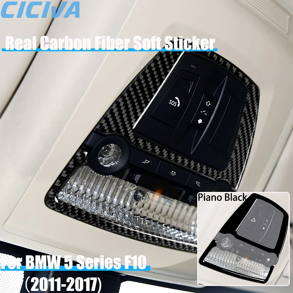 

Real Carbon Fiber Car Accessories Reading Light Panel Cover Soft Sticker For BMW 5 Series F10 2011 2012 2013 2014 2015 2016 2017
