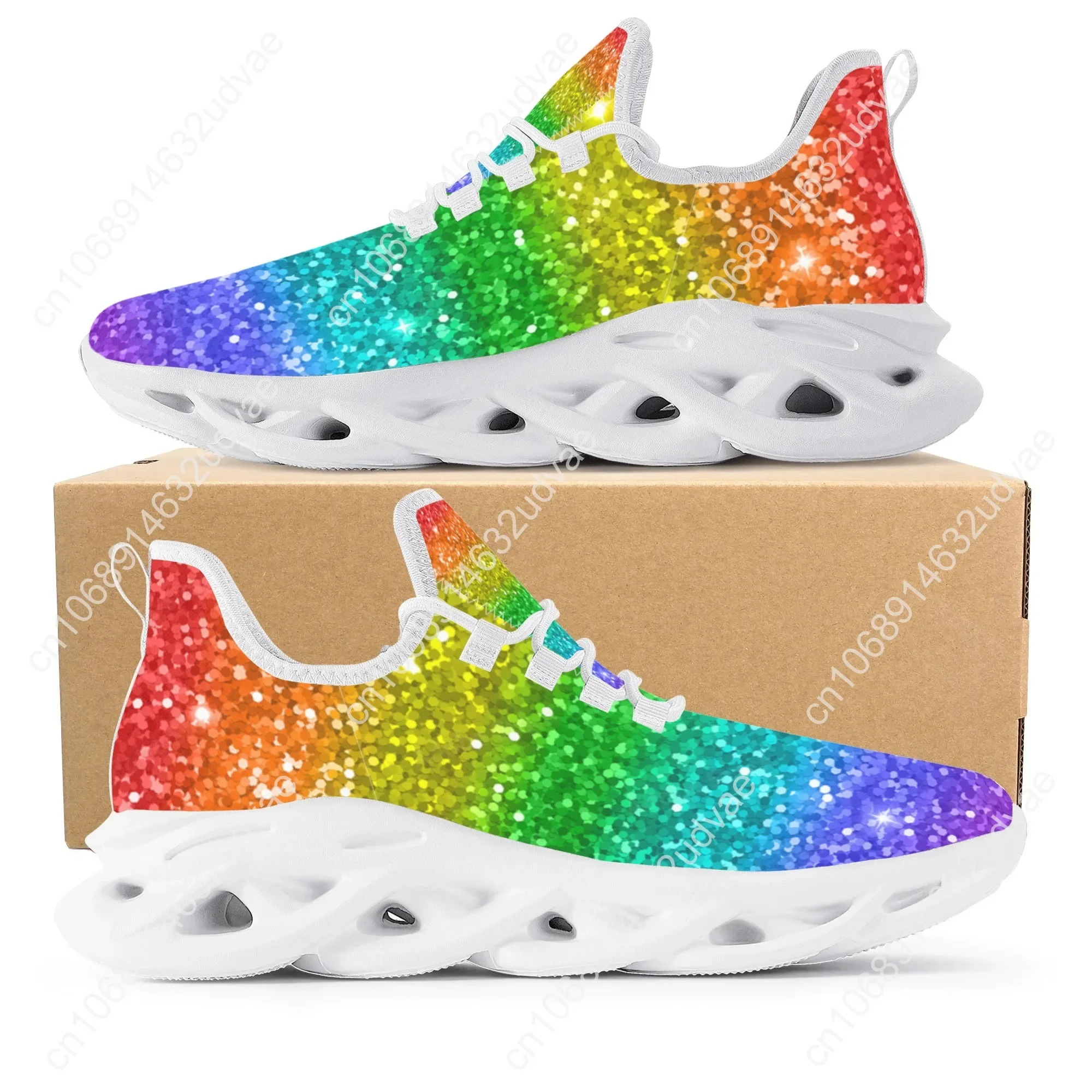 Colorful Rainbow Design Fashion Hot Sneakers Mens Womens Teenagers Breathable Mesh Casual Running Shoes Lace-Up Basketball Shoe