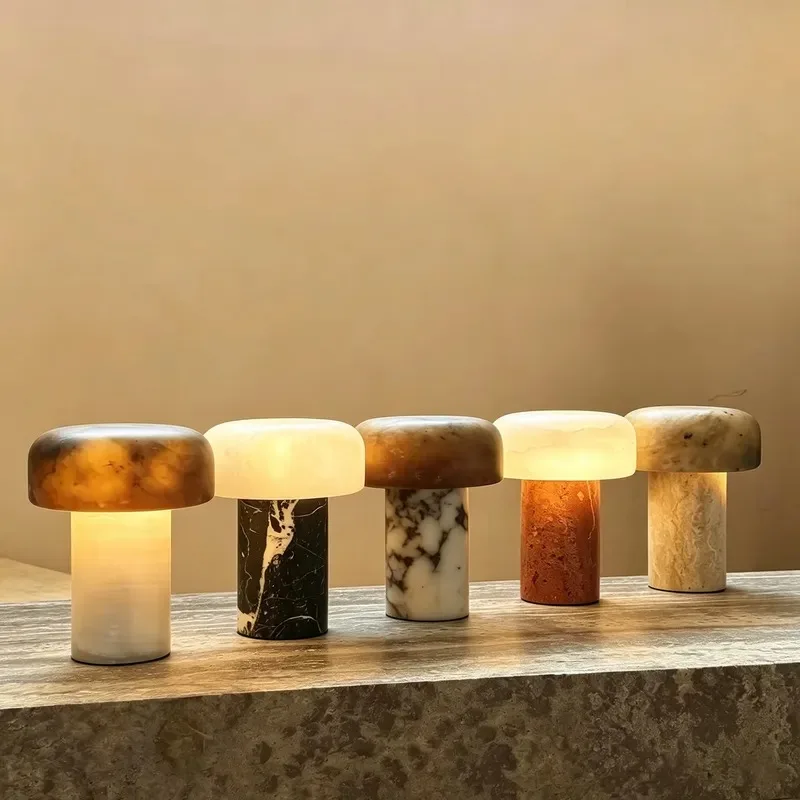 Cute Natural Marble Desk Lamp Rechargeable Wireless Restaurant Desk Lamp Smart Control LED Rechargeable Wedding Event Desk