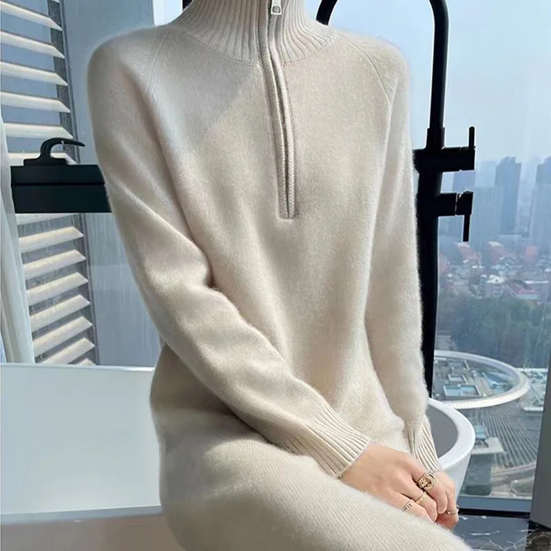 Knielengte truien voor dames truien truien dames unieke mock-tweedelige esthetiek kantoor dame prairie afslanken gebreide meisjes
