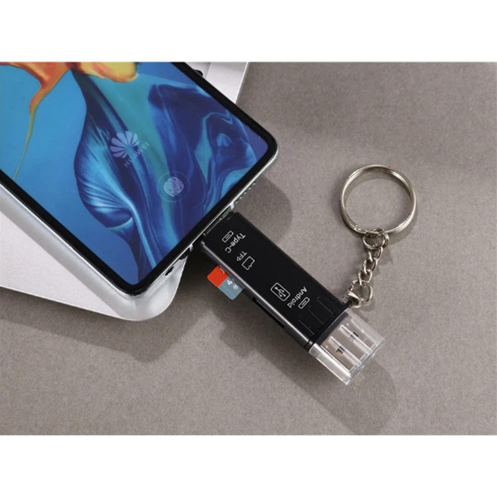 5 in 1 Multifunction USB 2.0 Type C/Usb /Micro Usb/Tf/SD Memory Card Reader OTG Card Reader Adapter Mobile Phone Accessories