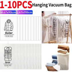 1-10PCS Hang Transparent Vacuum Bag Storage For Clothes Down Jacket Overcoat Compression Home Organizer Wardrobe