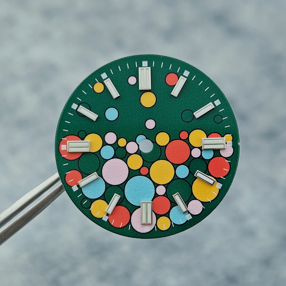 28.5 مللي متر الطلب الأحمر الوردي الأخضر الأزرق فقاعة الأصفر ساعة الطلب مضيئة ساعة الوجه لحركة NH35 NH36 2836 ميوتا 8215