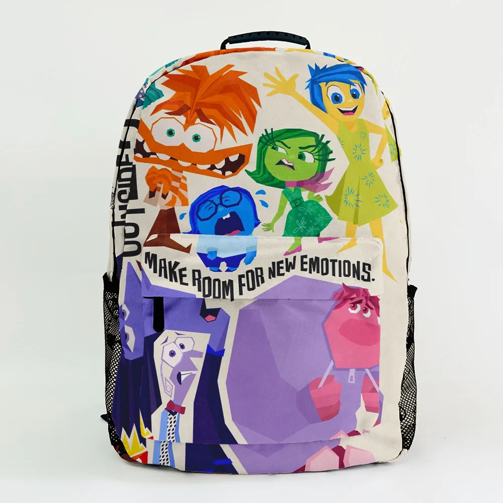 Disney Movie Insides Out2 Canvas Backpcak for Girl Anger Anxiety Print Pattern School Bag One Shoulder Hand Bag for Student Gift