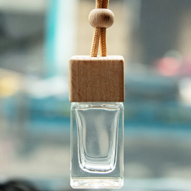 Bouteille de parfum désodorisant, 1 pièce, pendentif, bouchon carré, bouteille vide, diffuseur d'huile essentielle de voiture