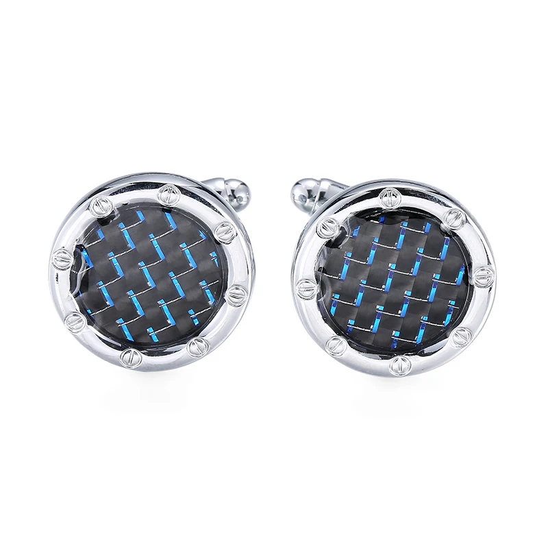 High quality blue carbon brazed cufflinks fashionable French shirt brass material brand design men's wedding cufflinks