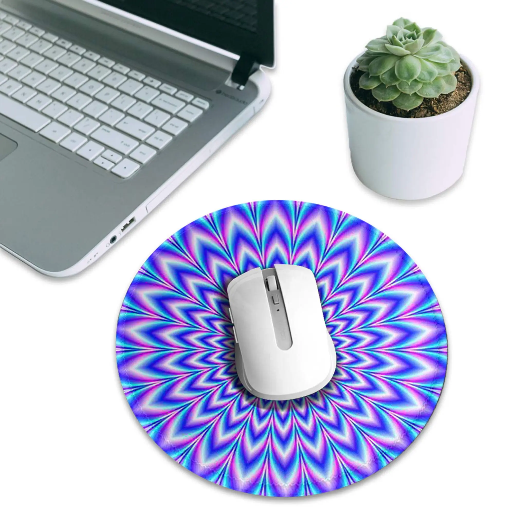 Psychedelic Pulse in Blue and Pink Mouse Pad Computer Keyboard Mouse Mat Gamer PC Laptop Desk Mat Office Accessories Table Mats