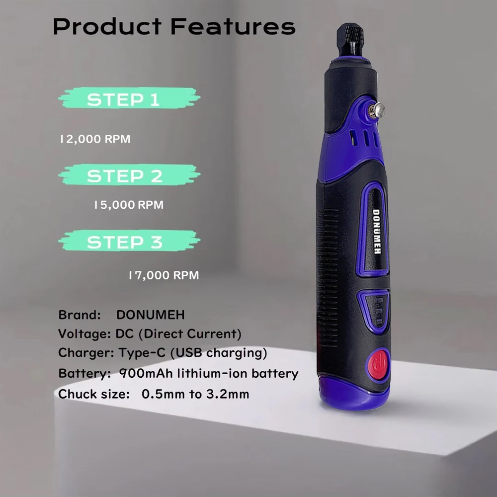 Mini Electric Drill Multifunctional Grinder 3-Speed USB Power Tool with Engraving Pen and Accessories Set Home DIY Rotary Tool