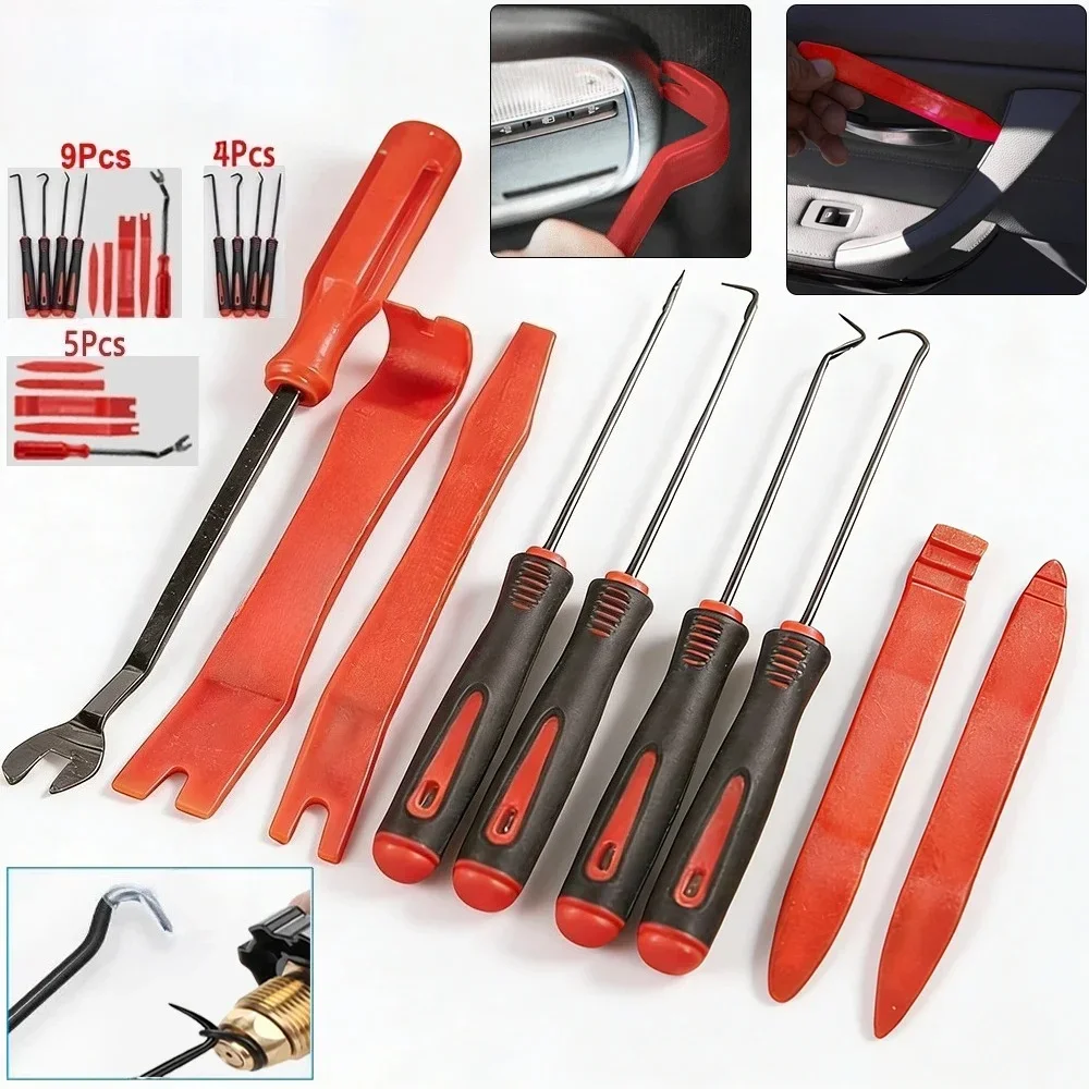 4/5/9Pcs Auto Pry Bar Trim Removal Tool Set Multifunctional Door Panel Dashboard Audio Clip Remover Kit