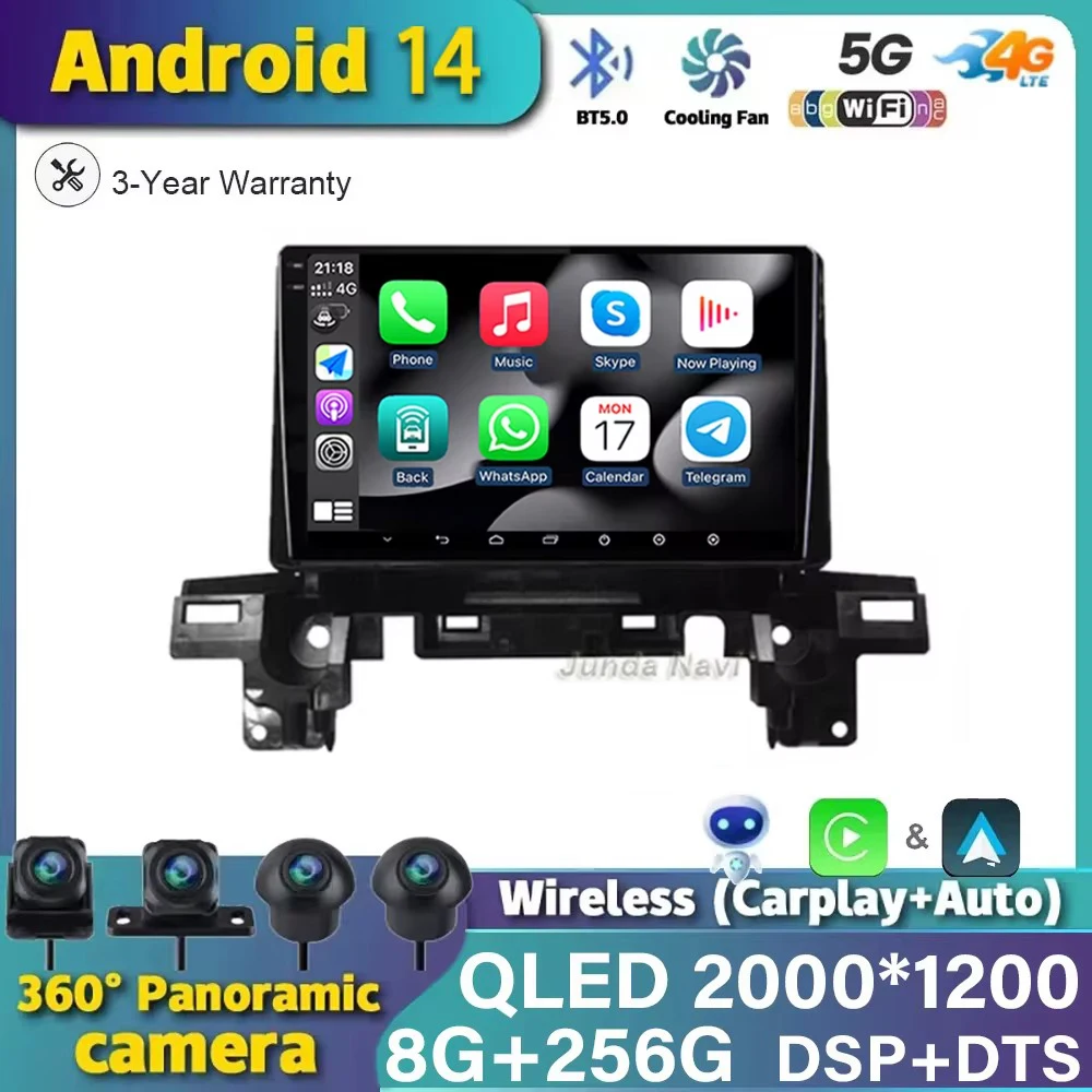 

Android 14 Car Stereo Radio For Mazda CX5 CX-5 CX 5 2017 2018 2019 Multimedia Video Player CarPlay Navigation GPS 360 Camera DSP