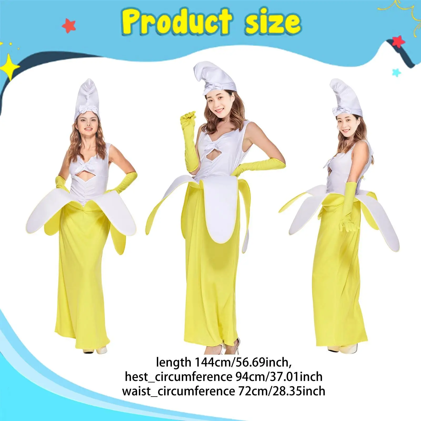 Banana Costume Dress Party Favor for Women Lady for Holidays Stage Performance