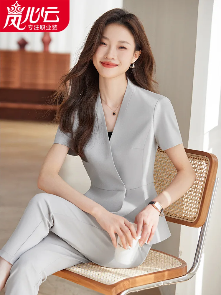 Lan Xinyun Summer Short Sleeve Business Suit Tailored Suit Formal Clothes Women's Suit Overalls Dignified Goddess Fan High End90