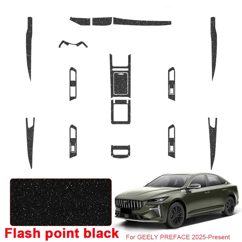 سيارة الكربون الأسود الداخلية ملصق لجيلي Preface 2022-الحاضر LHD رفع نافذة لوحة ملصق مائي والعتاد الباب الداخلي طبقة رقيقة واقية #3