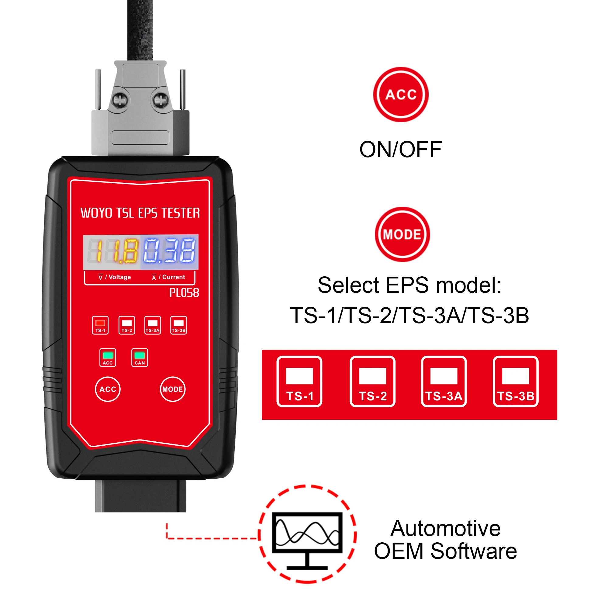 WOYO PL058 EPS Tester 12V en banco volante eléctrico para Tesla modelo Y/S/3/X Detector de Motor herramienta de diagnóstico de coche