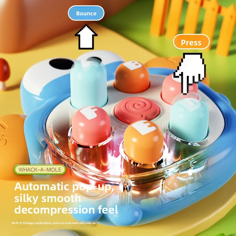 Handheld cute duck whack-a-mole decompression toy baby puzzle press music toddler mini cute parent-child interaction puzzle
