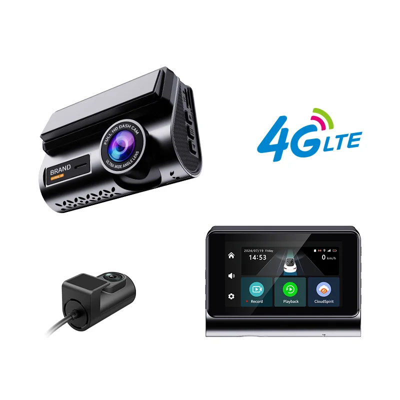 

3Inch4G 2K dashcam with dual lens record wifi gps tracking fit remote live video check on phone 12-24v power supply car camera