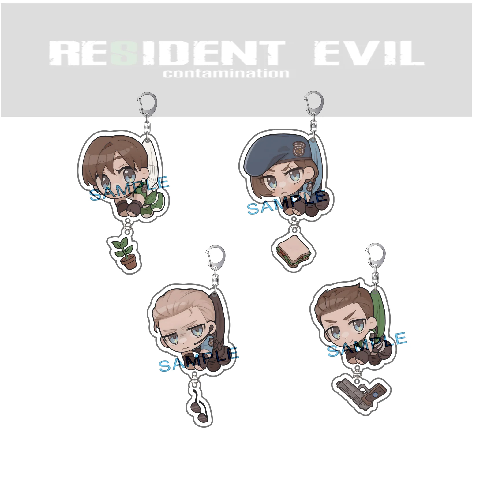 RE Leon S. Kennedy Ada Wong Claire Redfield Jill Valentine 8CM Acrylic Keychain Collectible Pendant Gift Backpack Bag Charm