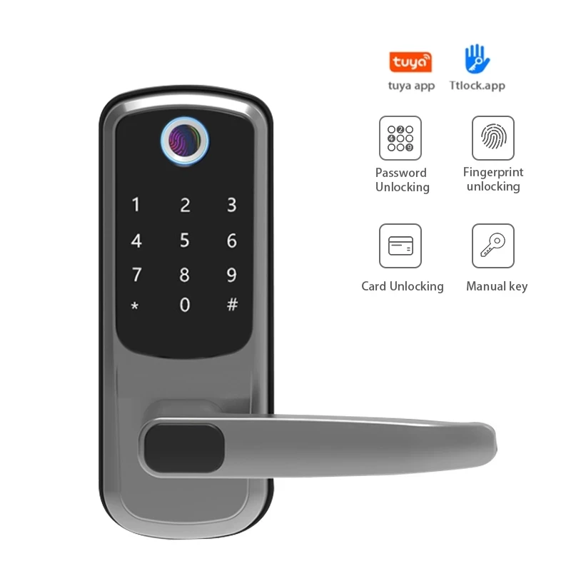 

TTlock Tuya App WIFI Electronic Bluetooth Smart Door Lock Keyless RFID Card Digital Code Biometric Fingerprint Lock