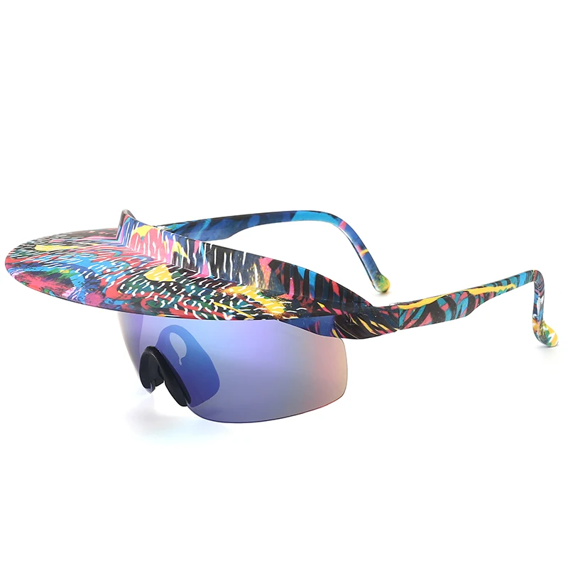 Cross border new large frame cycling glasses for men womenfashionable and colorful hats personalized brim sunglasses MZ01