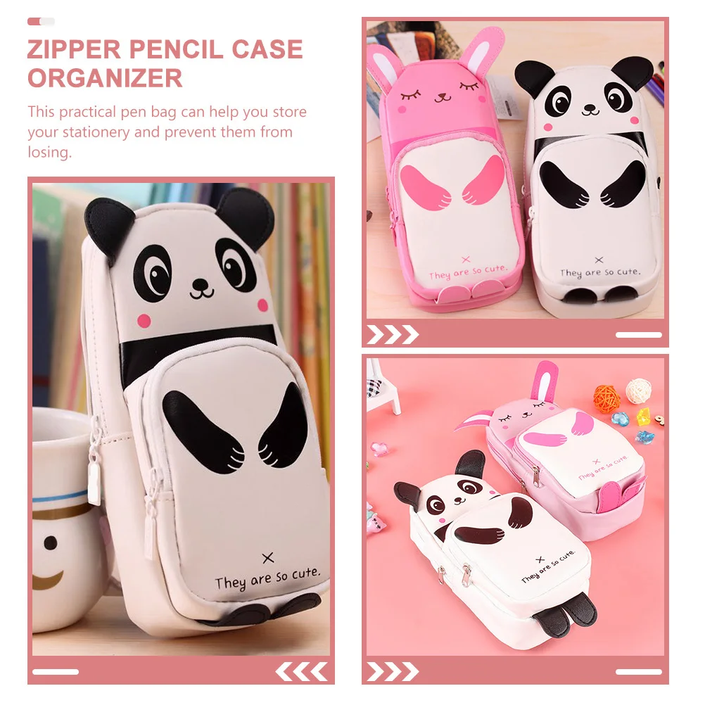 

Cute Animal Design Pu Pen Pencil Case For Zipper Stationery Organizer Portable Student Gift Cartoon Pencil Box Pen