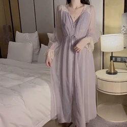 REBEYULI Brand Robe Gown Sets for Women Loungewear 2024 Spring Casual Fashion Solid Color Elegant Night Dress Women Sleepwear