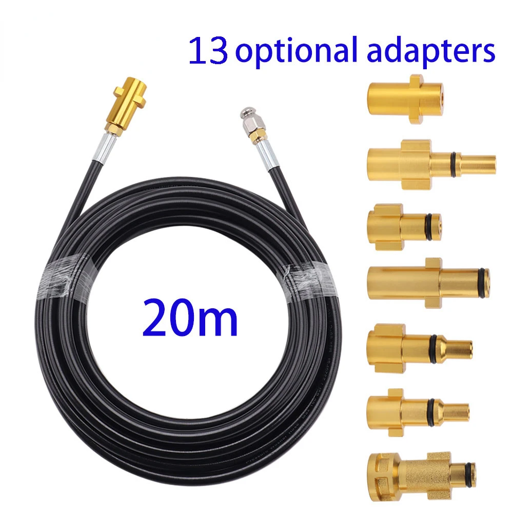 20m Sewer Drain Water Cleaning Hose Sewage Pipe Blockage Clogging Hose Cord Nozzle for Karcher Bosch High Pressure Jet Washer