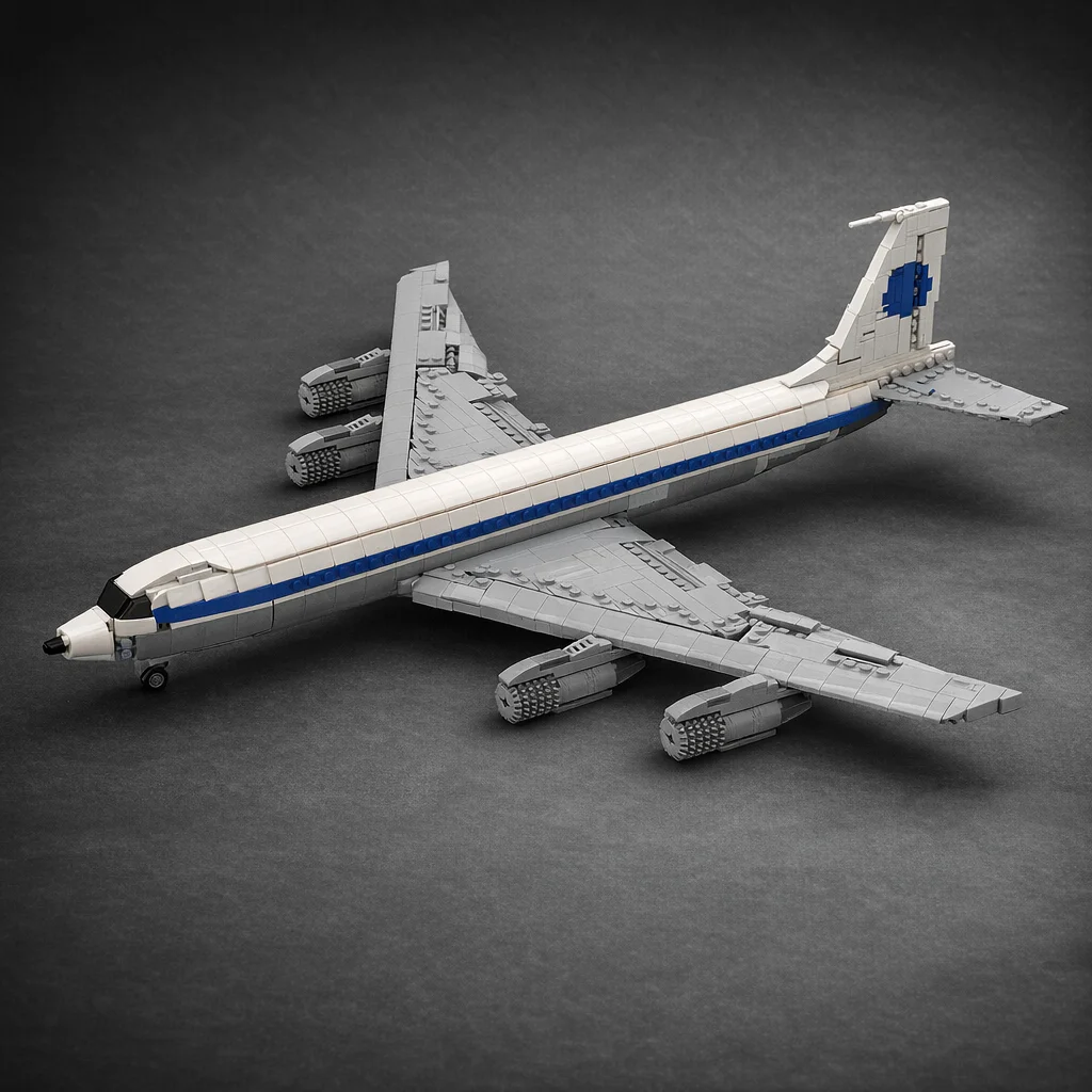 

MOC Classic Jet Airliner Building Bricks Set - Commercial Passenger Plane Model Kit, Collectible Aviation Toy Gift