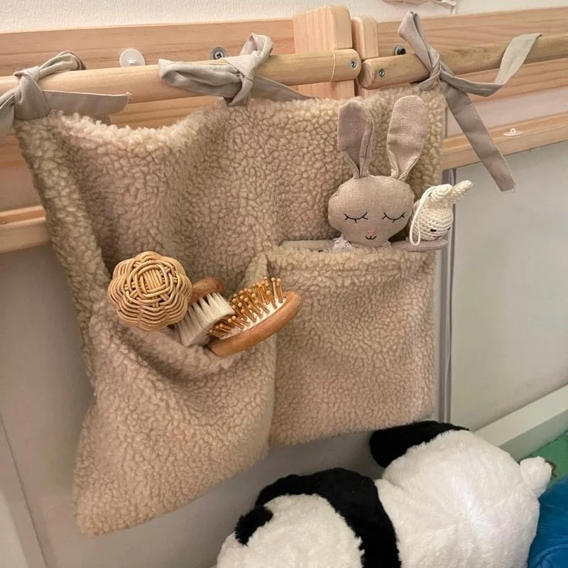 Praktische bed opbergtas Eenvoudig installeren Hangtas met dubbele zakken voor babybed -naaste praktische hangtas
