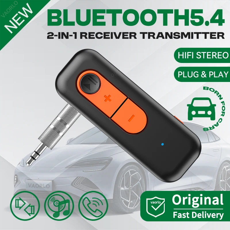 

Автомобильный комплект Bluetooth 5.4, аудиоадаптер AUX 2 в 1, приемник-передатчик, беспроводной Hi-Fi стерео музыка 3,5 мм с микрофоном для динамика