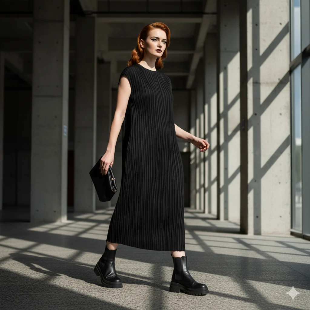 

Miyake Pleated Undershirt Dress A-line Long Dress High-end Atmosphere Summer Temperament Thin Dress Elegant Temperament Ageing