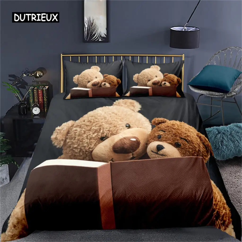 

Duvet Cover 3D Printed Cute Teddy Bear Bedding Set and Pillowcase Cartoon Quilt Cover Home Teen Boy Girl Gift Bedroom Decor