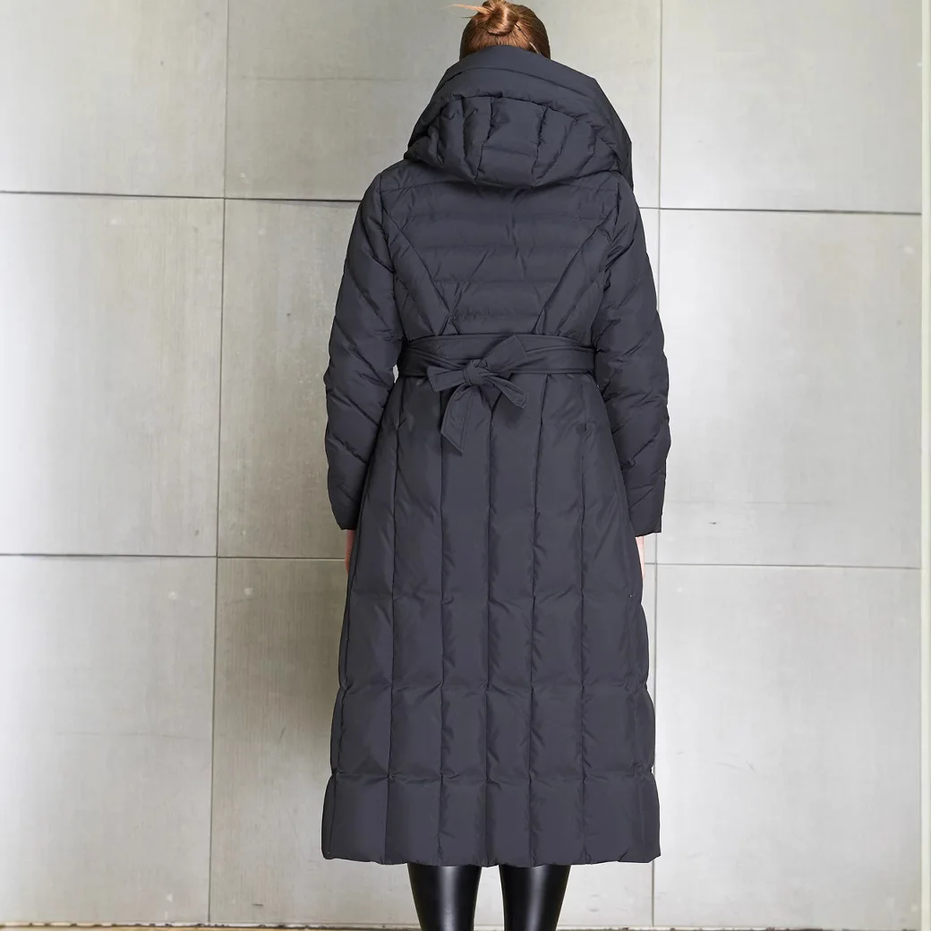 Doudoune d'hiver européenne pour femme, Parkas amincissants avec sangle coupe-vent, nouvelle collection 2025