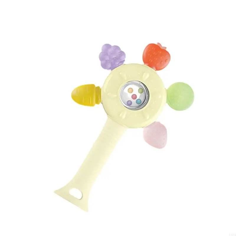 Juguete ergonómico masticación para bebés con estimulación auditiva y sensorial para práctica agarre temprano y L8RB