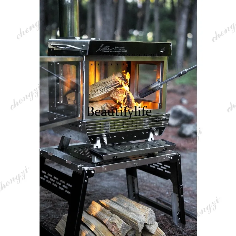 Black solid, new wood stove, latte, outdoor camping tent, heating stove, non-smoking household indoor stove