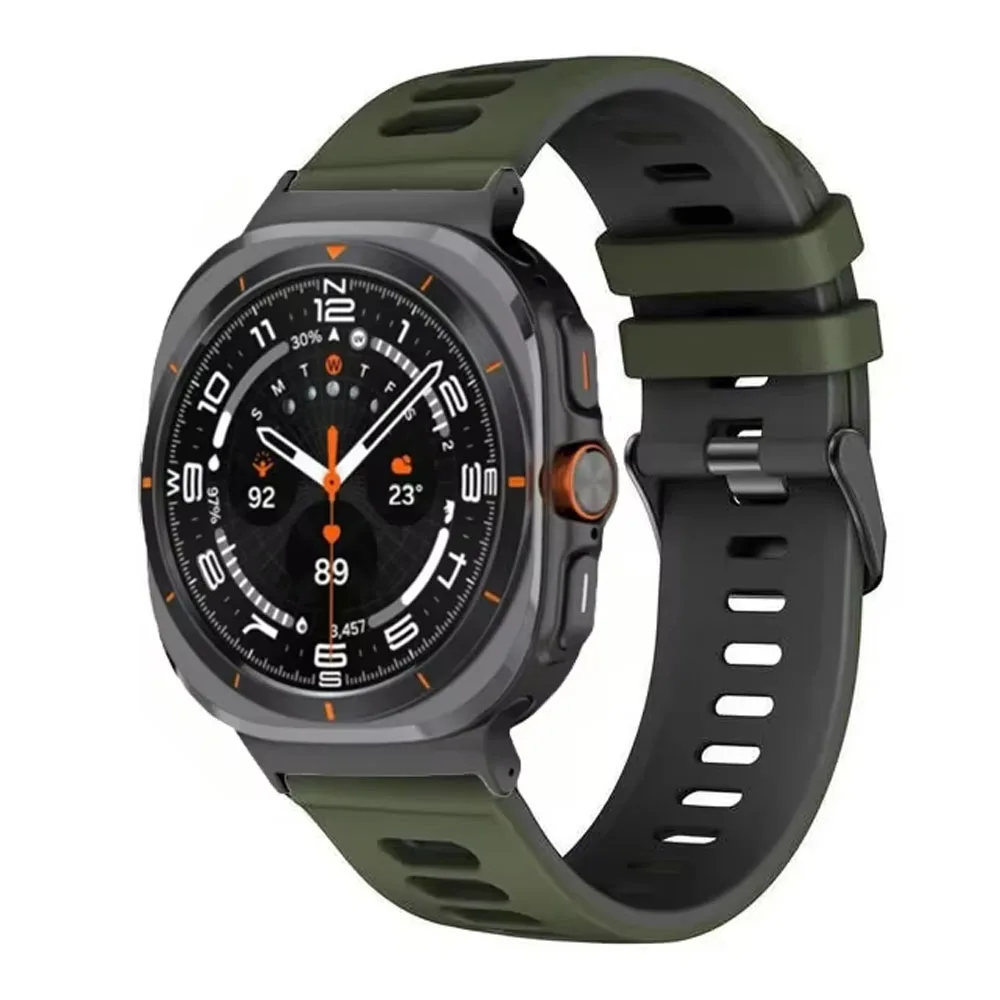 Спортивный силиконовый ремешок для Samsung Galaxy Watch Ultra 2025 47 мм, двухцветный браслет, браслет Galaxy Watch Ultra, аксессуары для ремня