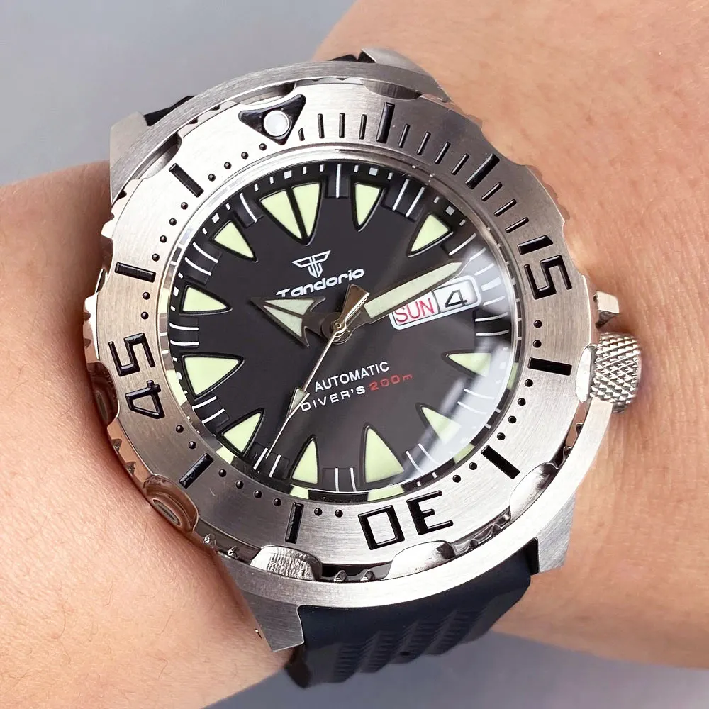 Tandorio Bule Dial Monster Horloge 200M Waterdicht 42mm NH35 Automatisch Horloge Heren 120 Klik Bezel Saffierglas Rubberen Band - afbeelding 1